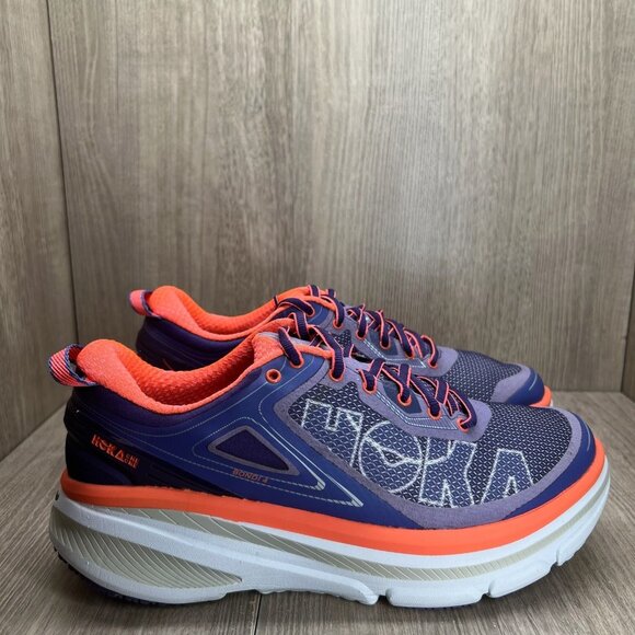 Hoka One One Bondi 4 Running Shoes Womens 8.5 Athletic Cushioned Purple Orange - Picture 1 of 10